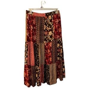 Vintage Bobbie Brooks Quilt Style Grandma Square Patchwork Maxi Skirt